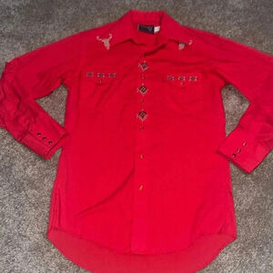 Vintage Wrangler Western Shirt Pearl Snap Buttons - size 14.5 x 32 Long Tail  FF